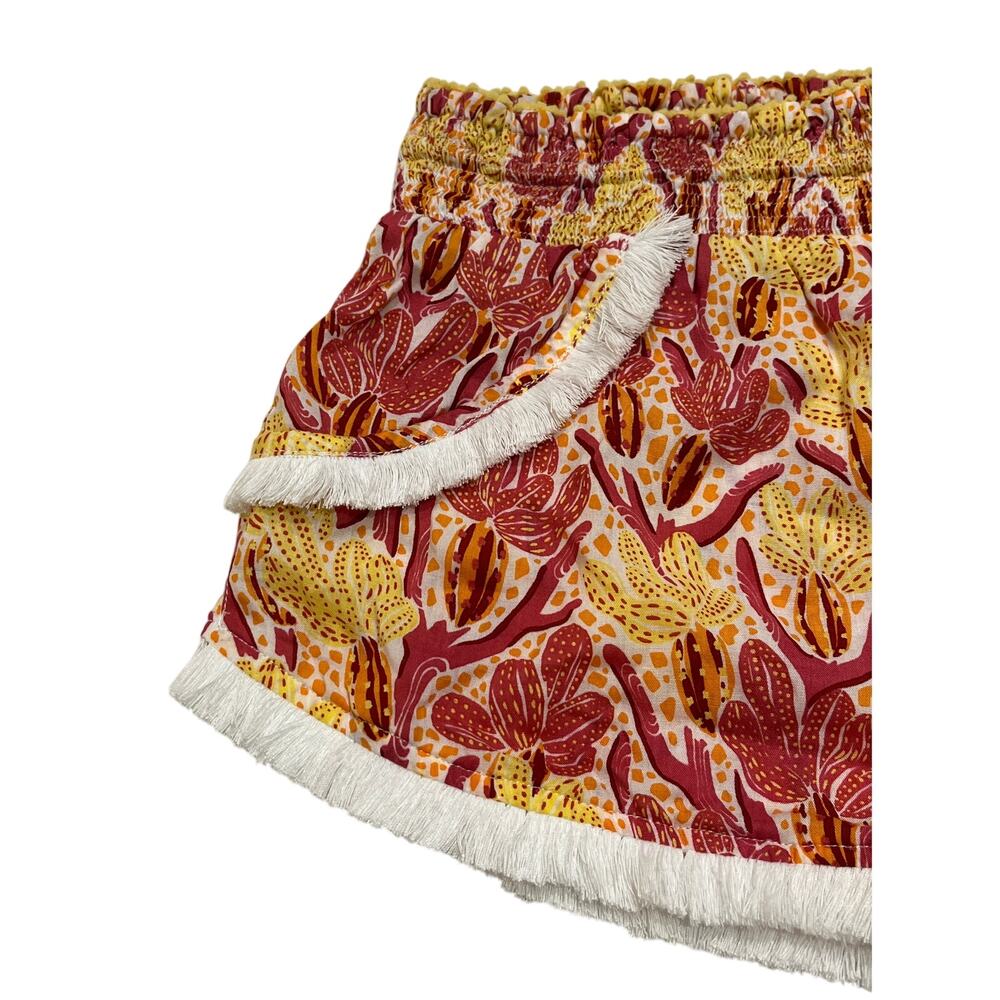 M185 POUPETTE ST BARTH Women's Shorts Fringe Yellow/Red Small - Picture 3 of 8